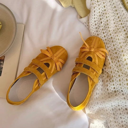 Damen bequeme und elegante Hausschläppchen mit dekorativen Schleifen EB