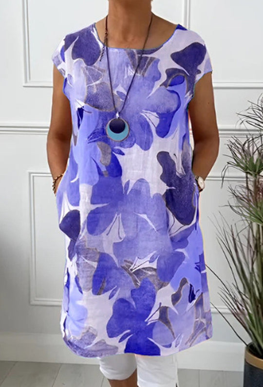 Damen Leichtes Strandkleid mit floralem Muster und Taschen Heidi-Mode