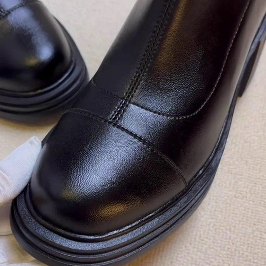Damen elegante Stiefeletten mit modischem Reißverschluss und robustem Blockabsatz EB