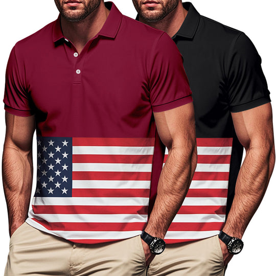 Herren Polo-Shirt mit Flaggenmotiv und klassischem Kragen EB