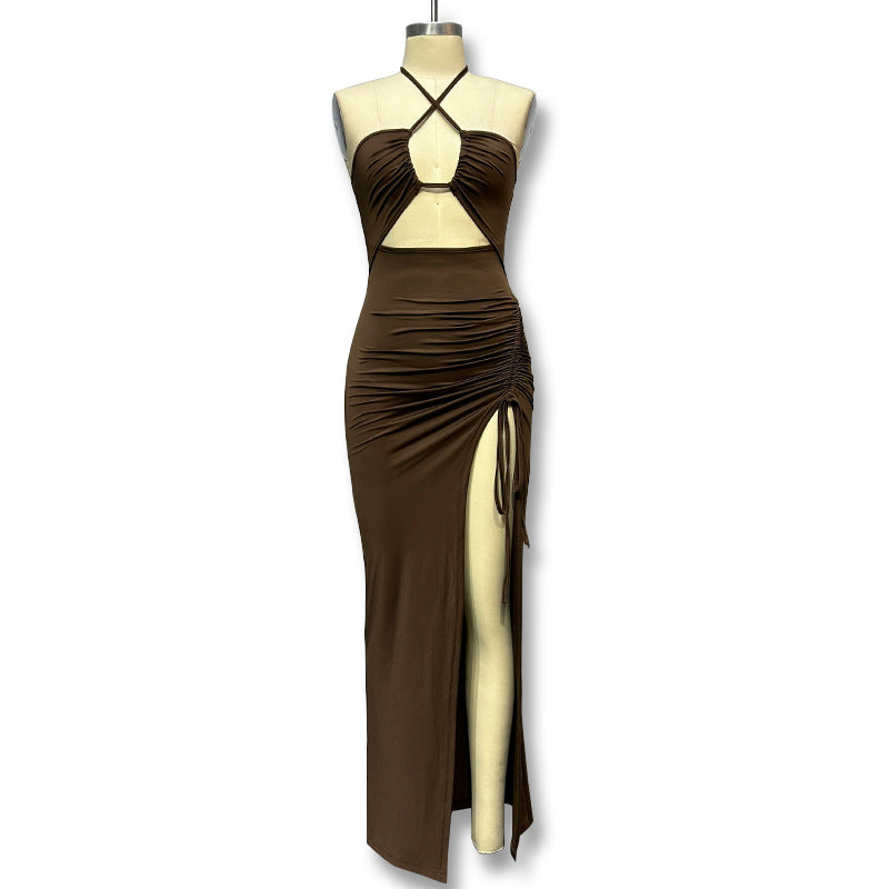 Damen Elegantes und figurbetontes Wickelkleid mit seitlichem Schlitz EB