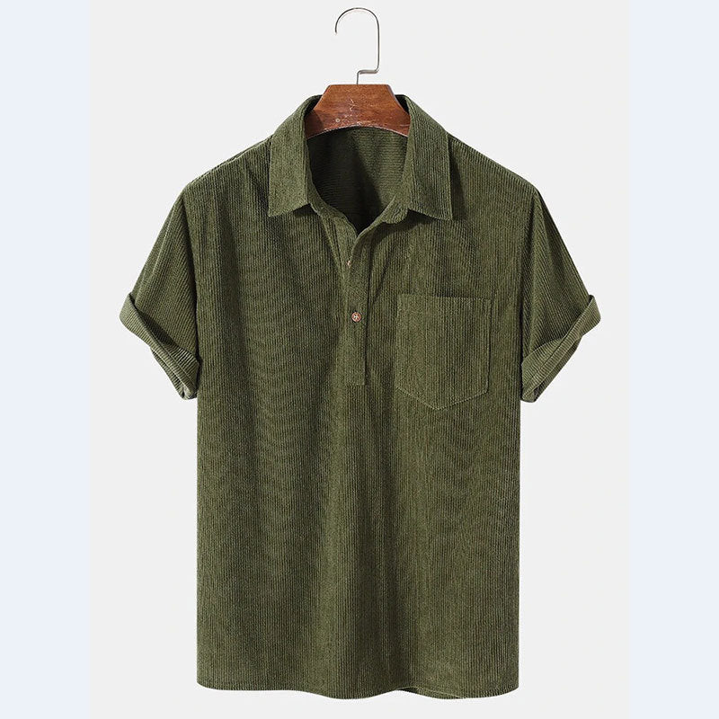 Herren Kurzarm Poloshirt aus gestreiftem Stoff mit Knopfleiste und Brusttasche EB