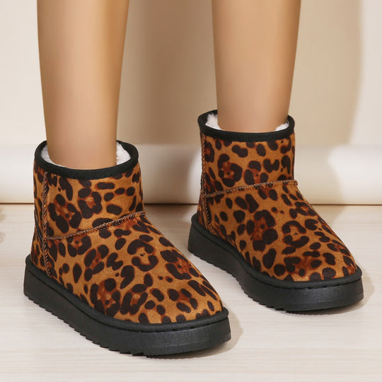 Damen Modische Winterboots mit weichem Innenfutter und Leo-Muster EB