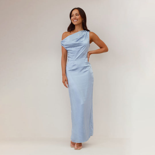 Damen Elegantes Maxikleid mit asymmetrischem Oberteil und figurbetontem Schnitt EB