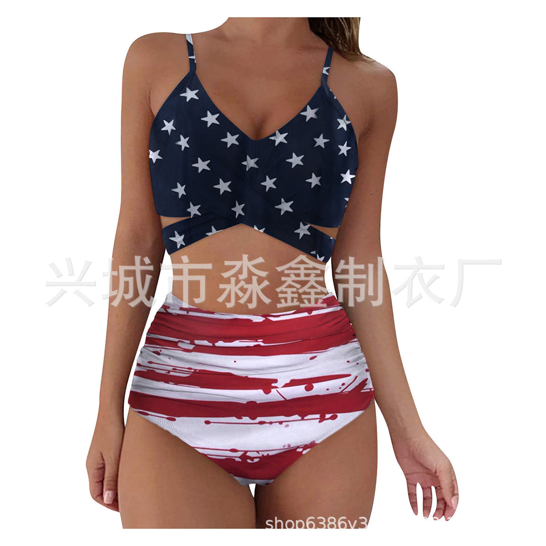 Damen Crop-Top Bikini-Set mit geflochtenem Design EB