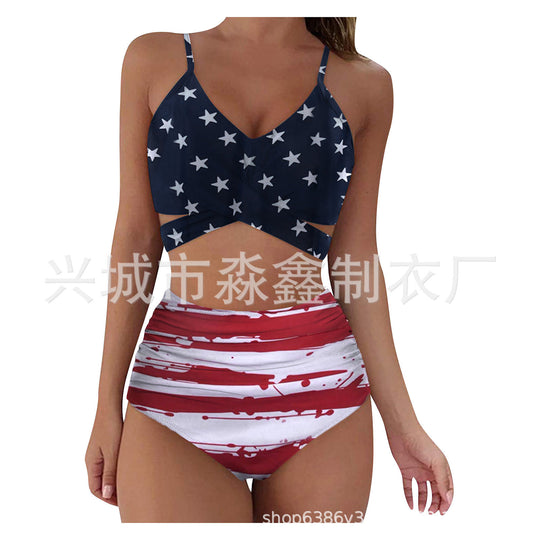 Damen Crop-Top Bikini-Set mit geflochtenem Design EB