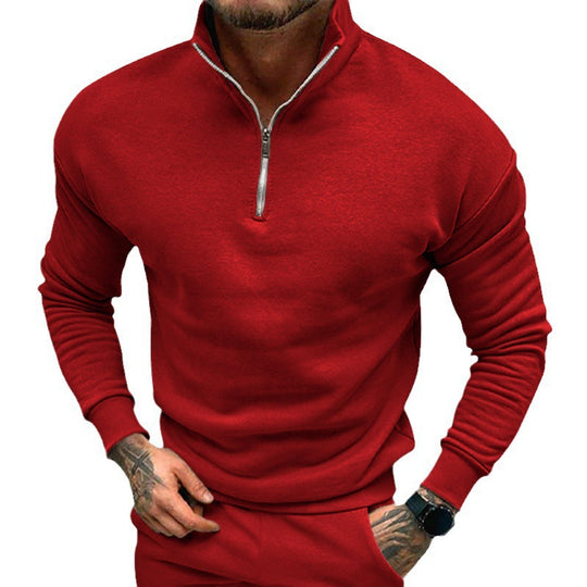 Herren eleganter Pullover mit Kragen und praktischem Reißverschluss EB