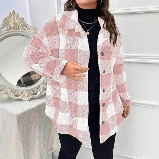 Damen Fließende Karierte Overshirt EB