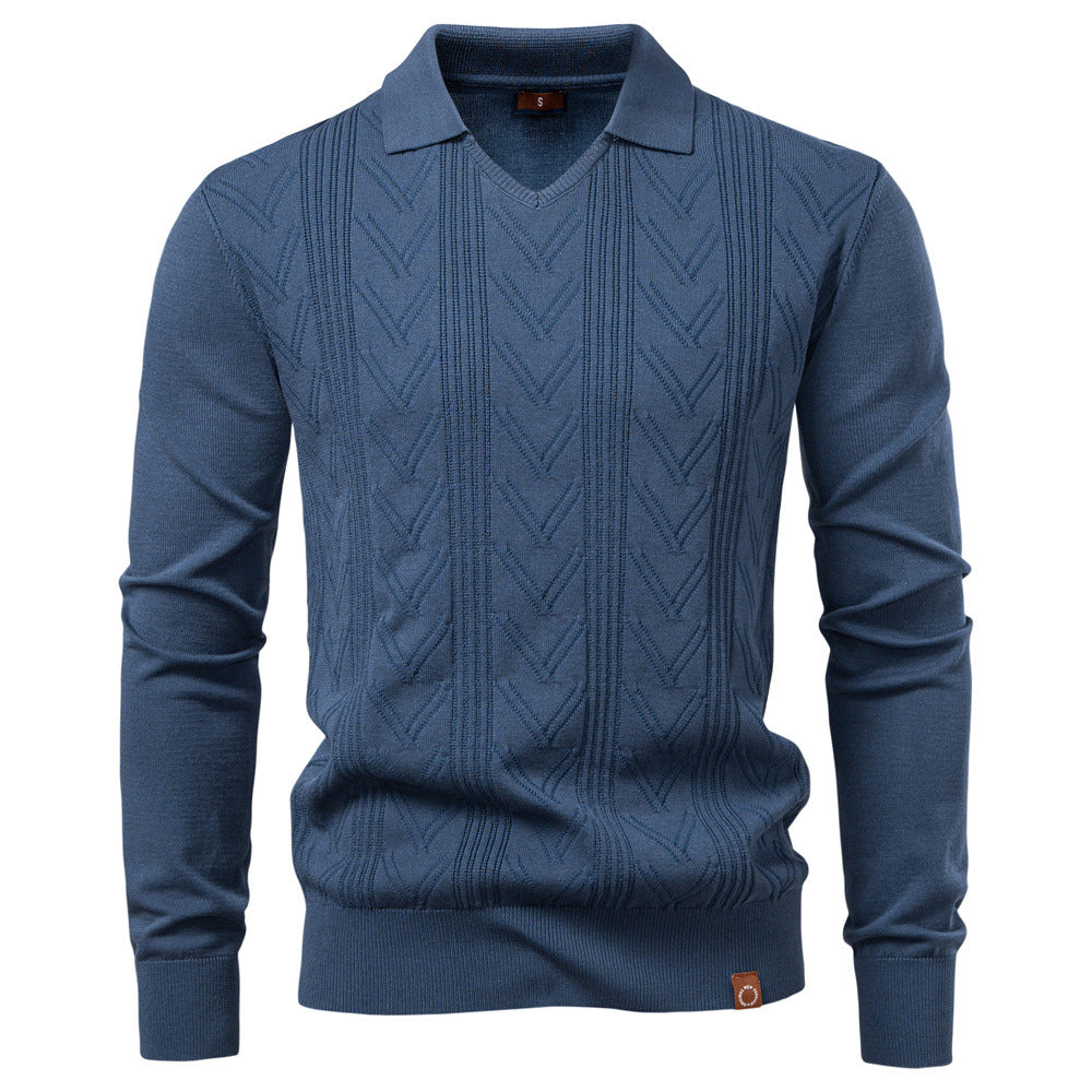 Herren Pullover mit V-Ausschnitt und strukturiertem Design EB