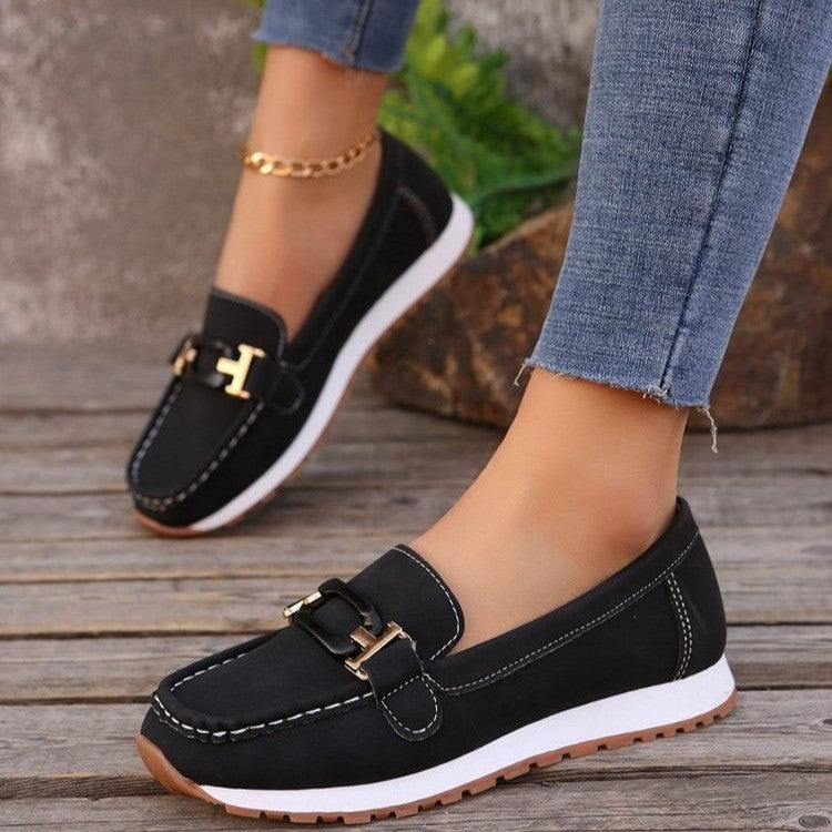 Damen Mokassin-Schuhe mit trendigem Schnallen-Detail EB