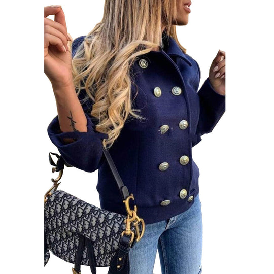 Damen Modischer JACKET mit goldfarbenen Knöpfen und lässigem Schnitt EB