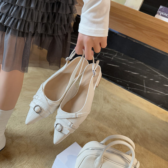 Damen Elegante Slingback-Pumps mit modischem Riemen und spitz zulaufendem Design EB
