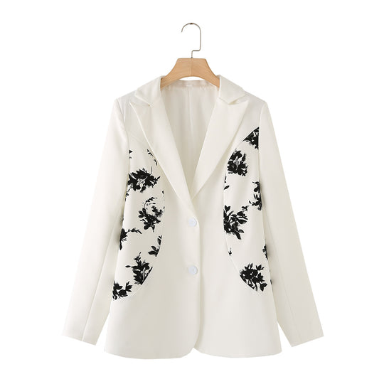Damen elegante Blazerjacke mit floralen Details und hochwertiger Verarbeitung EB