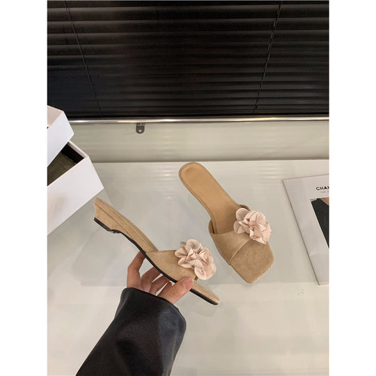 Damen modische Slipper mit Blumenapplikationen EB