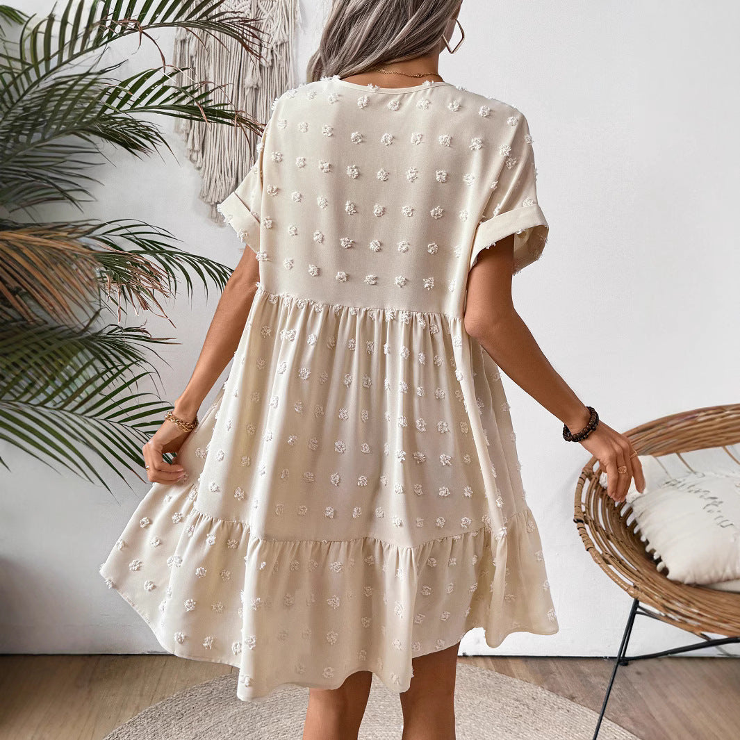 Damen Verspieltes Sommerkleid mit V-Ausschnitt und Rüschensaum EB