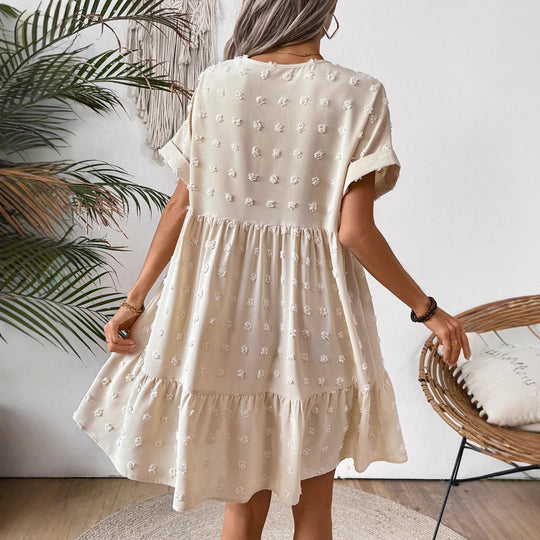 Damen Verspieltes Sommerkleid mit V-Ausschnitt und Rüschensaum EB