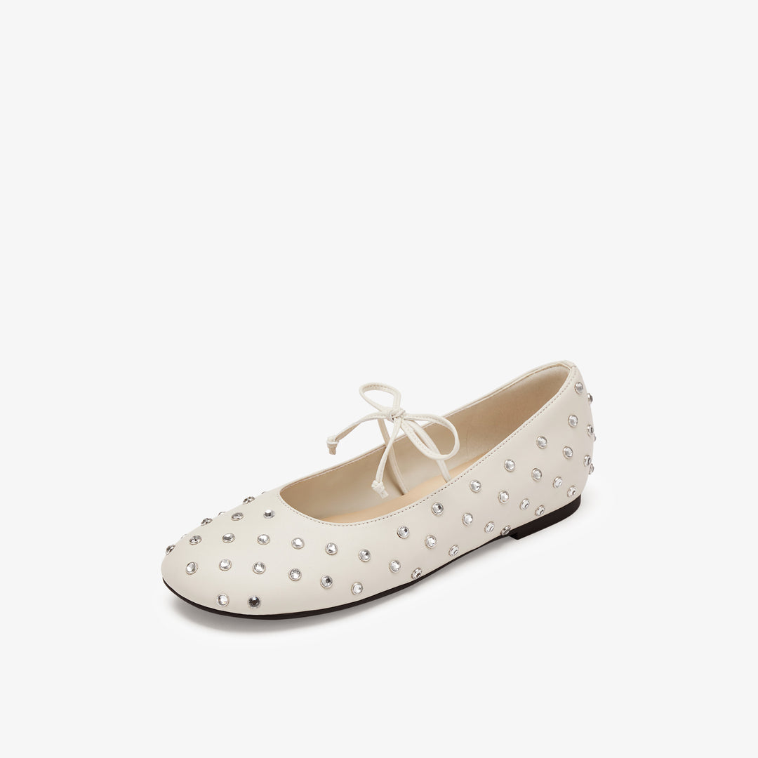 Damen Ballerinas mit funkelndem Strassbesatz und eleganter Schnürung EB