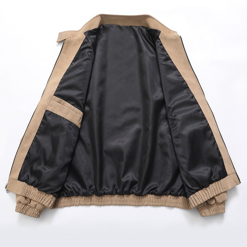 Herren stylische Kunstlederjacke im modernen Design und elastischen Bündchen EB