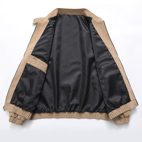 Herren stylische Kunstlederjacke im modernen Design und elastischen Bündchen EB