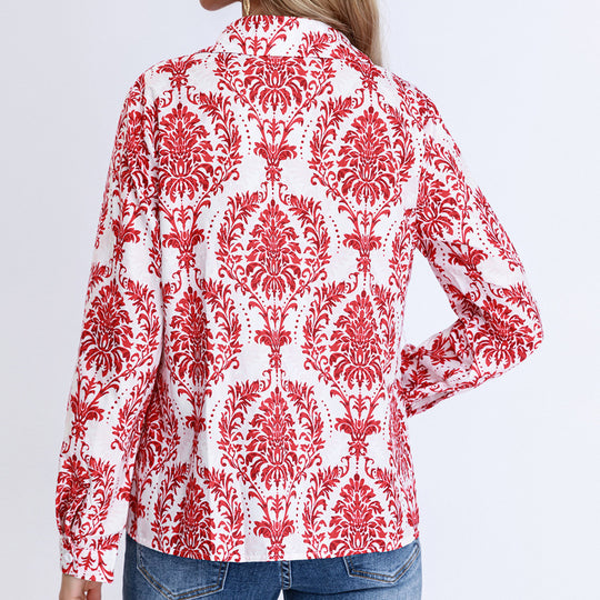 Damen Bluse mit floralen Muster und klassischem Kragen EB