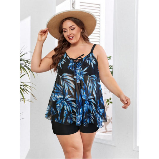 Damen Tankini-Set mit floralem Oberteil und figurbetonendem Unterteil EB