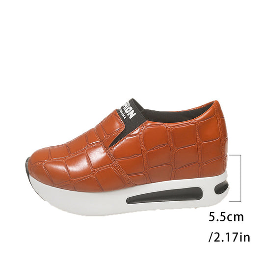 Damen Slip-On Sneaker mit luxuriösem Krokodil-Lederlook und bequemem Hochplateau EB