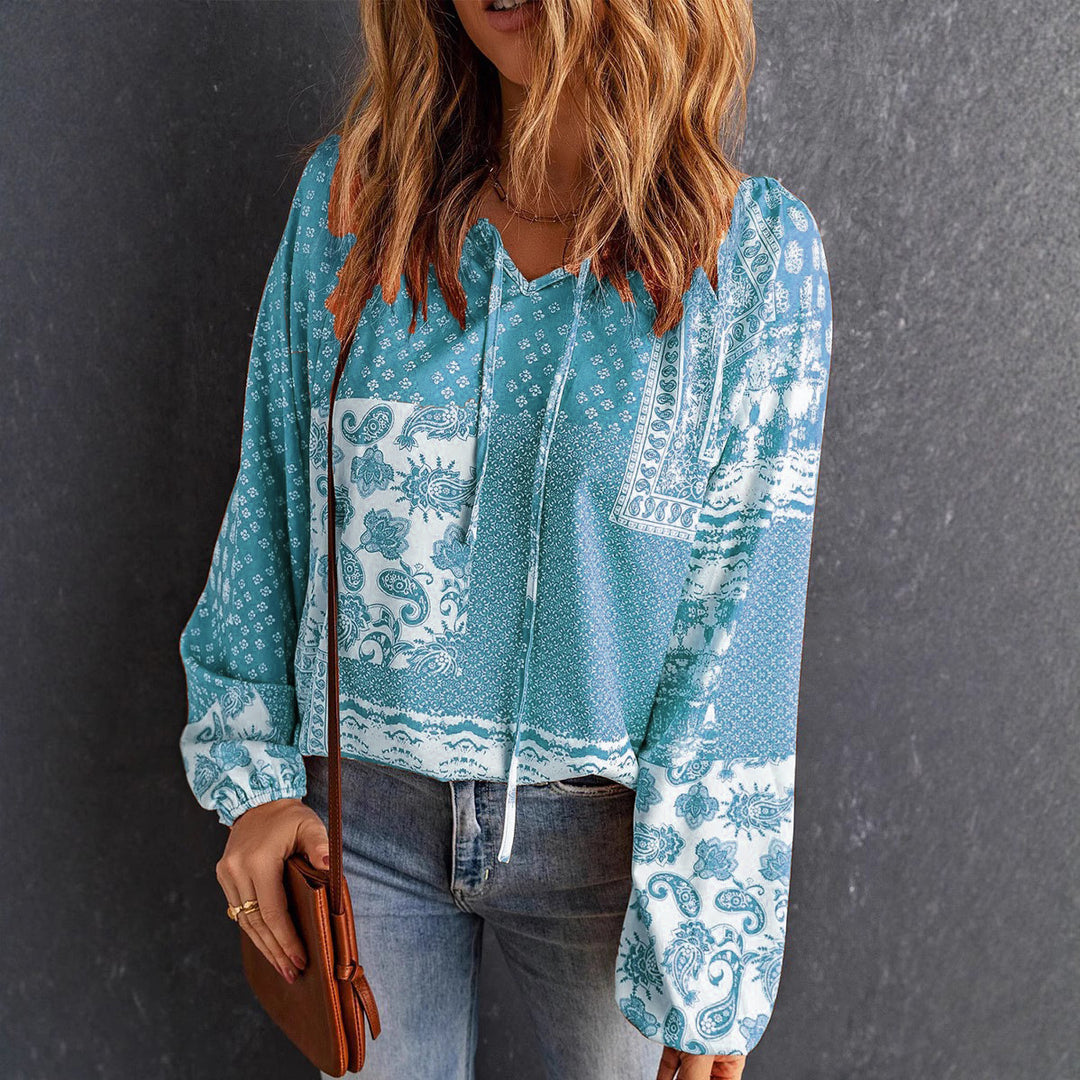 Damen lässiger Kapuzenpullover mit trendigem Paisleymuster EB