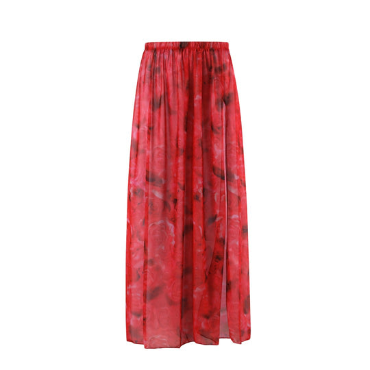 Damen Einteiler Badeanzug mit floralem Design und transparentem Überrock EB