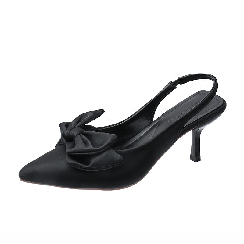 Damen elegante Slingback-Pumps mit modischem Schleifen-Detail und komfortablem Blockabsatz EB