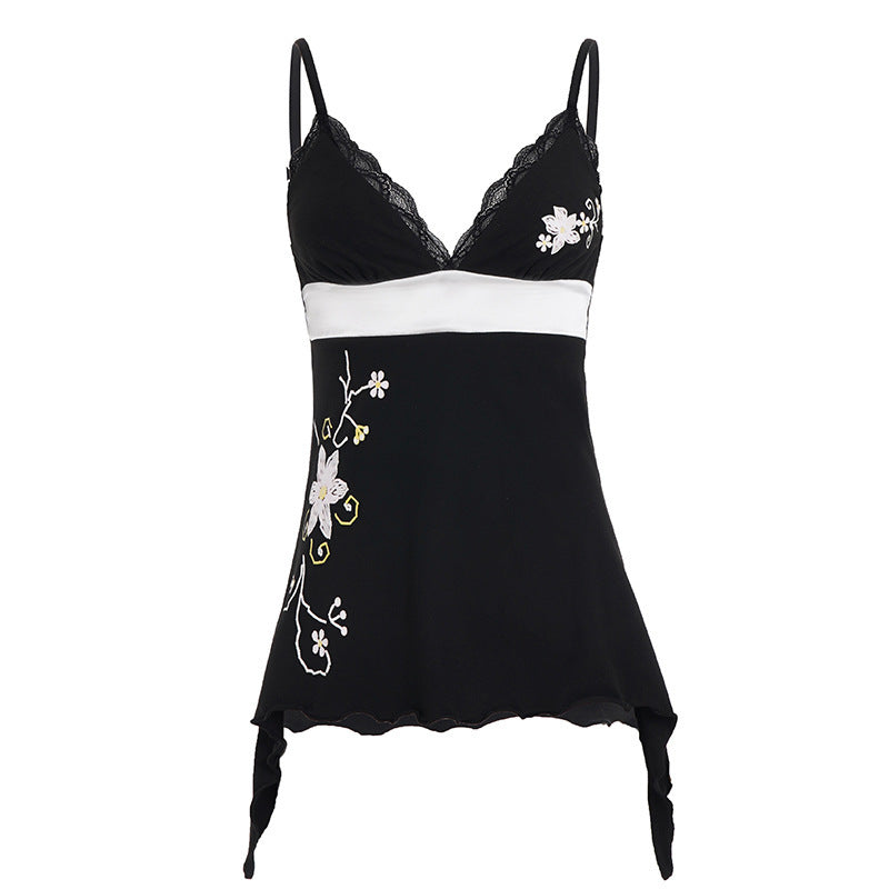 Damen Nachthemd mit floralen Stickdetails und Spitzenverarbeitung EB