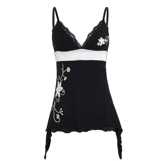 Damen Nachthemd mit floralen Stickdetails und Spitzenverarbeitung EB