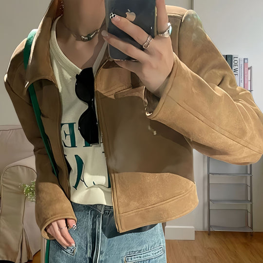 Damen Lässig cropped Jacke EB