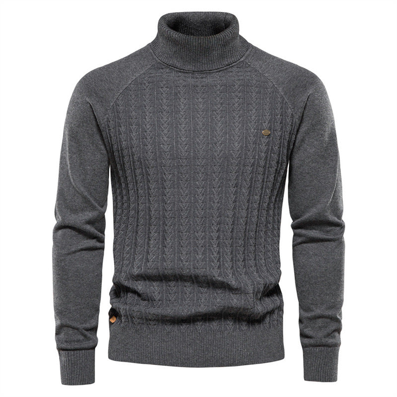 Herren Strickpullover mit modischem Stehkragen und strukturiertem Design EB