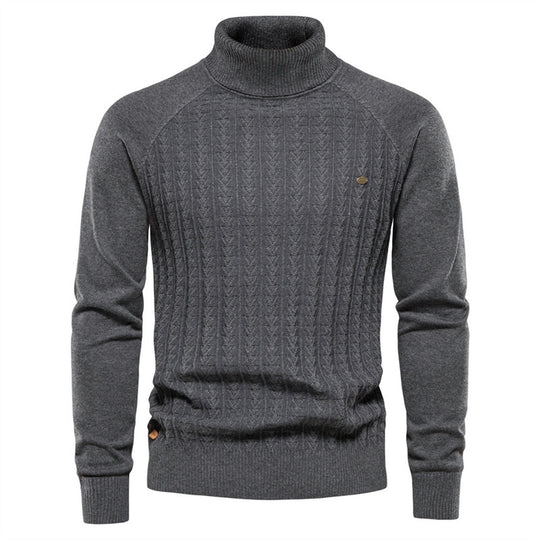 Herren Strickpullover mit modischem Stehkragen und strukturiertem Design EB