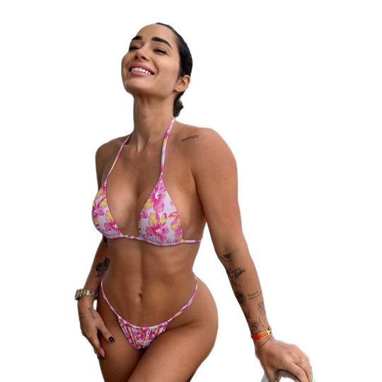 Damen Bikini mit zarten floralen Mustern EB