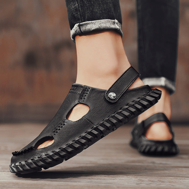 Damen Hochwertige Leder-Sandalen mit atmungsaktiven Einsätzen und rutschfester Sohle EB