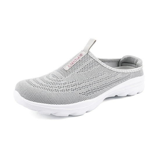 Damen nan gestrickter Mule-Sneaker mit offenem Fersenkragen, elastischem Einstieg und gepolsterter Laufsohle EB