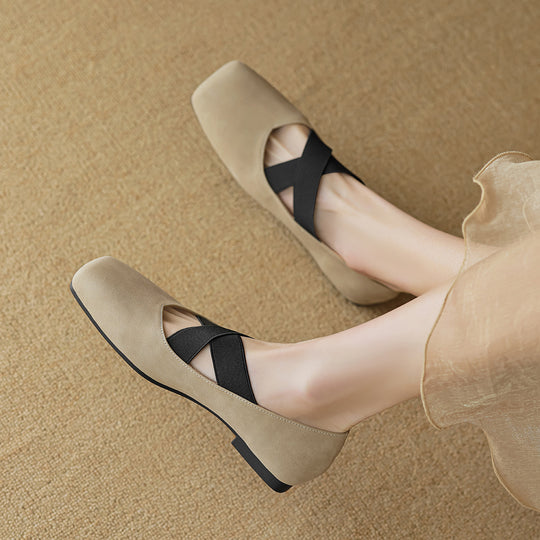 Damen elegante Ballerinas mit schimmerndem Obermaterial und komfortablem Riemen EB
