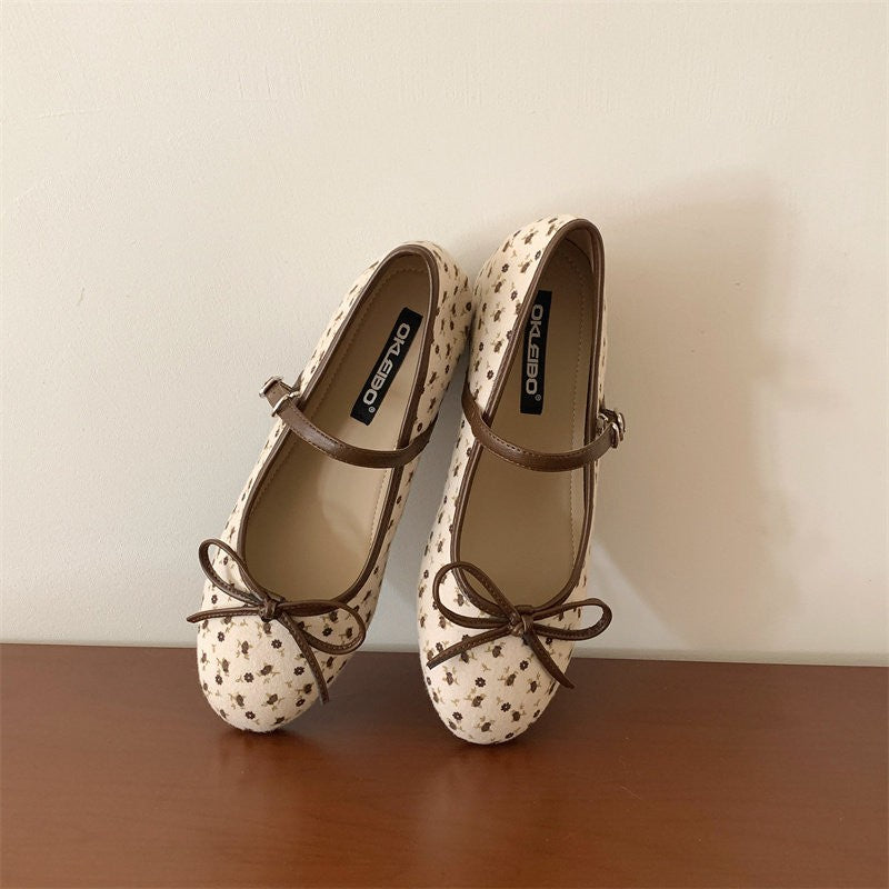 Damen Ballerinas mit verstellbarem Riemen und dekorativem Schleifenakzent EB