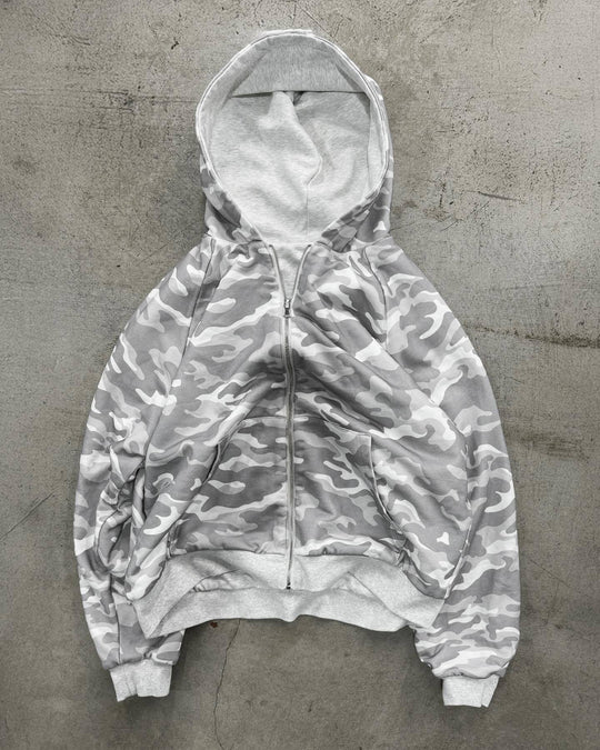 Damen Urbaner Camouflage-Hoodie mit Reißverschluss und lässigem Schnitt EB