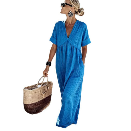 Damen Maxikleid mit lässigem Schnitt und seitlichen Taschen EB