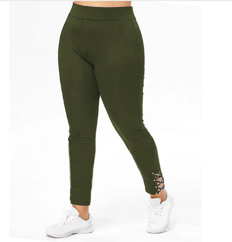 Damen Sportliche Leggings mit Schnürdetails EB
