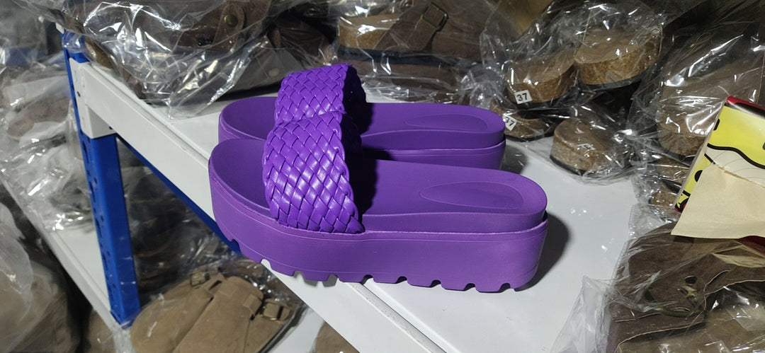 Damen Bequeme und modische Plateau-Sandalen mit geflochtenem Obermaterial EB