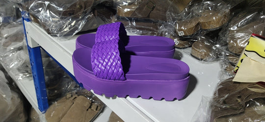 Damen Bequeme und modische Plateau-Sandalen mit geflochtenem Obermaterial EB