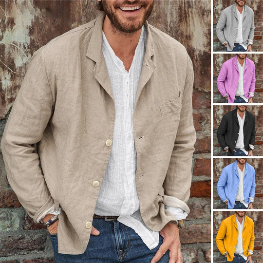 Herren Leichte und luftige Leinenjacke mit klassischem Schnitt EB