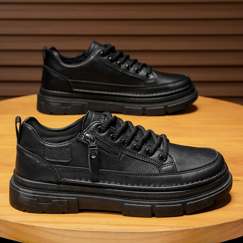 Damen Elegante Freizeit-Ledersneaker mit praktischem Reißverschluss und robustem Sohlenprofil EB