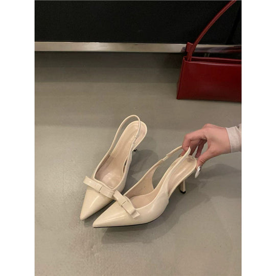 Damen elegante Slingback Pumps mit zarter Schleifenverzierung EB