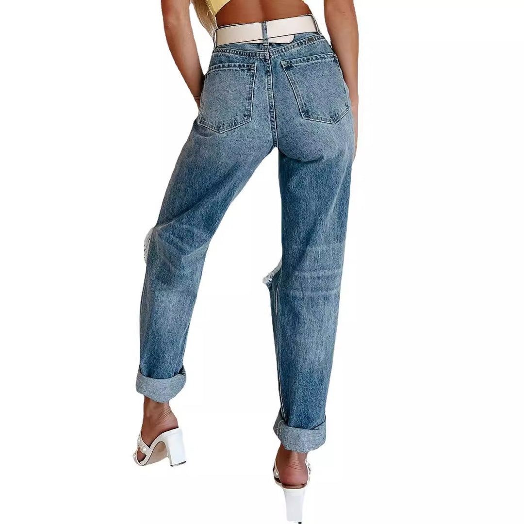 Damen Ripped High-Waist Jeans EB