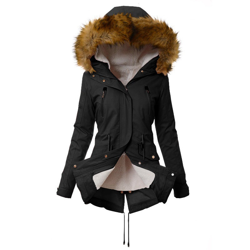 Damen Winterparka mit abnehmbaren Kunstfellkragen EB