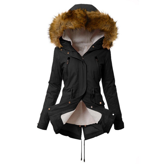 Damen Winterparka mit abnehmbaren Kunstfellkragen EB